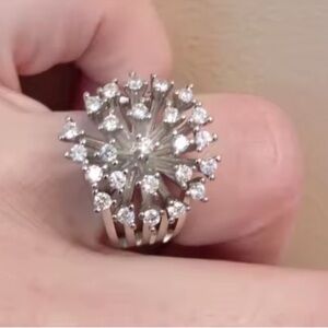 Diamond Starburst Ring – Luxury Silver & Crystal Statement Piece